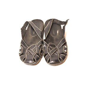 Bare Traps Feena Womens SZ 8 Black Faux Leather Hook & Loop Strappy Sandals